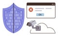 Digital Shield, Cloud Security, and Surveillance Representing Cybersecurity and Privacy Protection Royalty Free Stock Photo