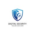 Digital Shield, Cyber Security Logo Vector Design Template.