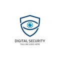 Digital Shield, Cyber Security Logo Vector Design Template. Royalty Free Stock Photo