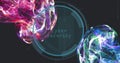 Digital shield and data processing image over colorful abstract shapes