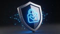 Digital shield with glowing padlock and checkmark for security concept image photo Royalty Free Stock Photo