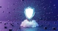 Digital shield icon with glowing cybersecurity protection and data encryption technology concept Royalty Free Stock Photo