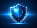 Digital Shield Security Protection with Network and Data Flow Illustration Royalty Free Stock Photo