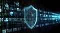 A digital shield made of binary code protecting network servers