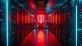 A digital shield protecting a server room Royalty Free Stock Photo