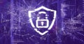 Digital shield and network connections image over data servers