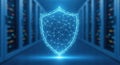 Digital Shield Protecting Data in Server Room Environment Royalty Free Stock Photo