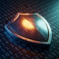 Digital shield protecting binary code data security Royalty Free Stock Photo