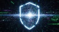 Digital shield protecting data cyberspace security network defense technology Royalty Free Stock Photo