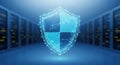 Digital Shield Protecting Data in Server Room Environment Royalty Free Stock Photo