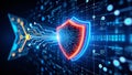 Digital shield protecting electronic data streams technology cybersecurity Royalty Free Stock Photo