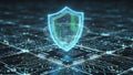 Digital Shield protecting microchip abstract technology concept illustration Royalty Free Stock Photo