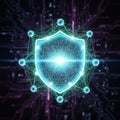 Digital shield protecting network data with glowing circuits Royalty Free Stock Photo