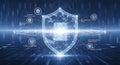 Digital shield represents cybersecurity and data protection with ai privacy technology Royalty Free Stock Photo