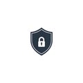 Digital Shield Security Flat Silhouette Royalty Free Stock Photo