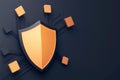 A digital shield surrounded by floating data streams and encryption icons, Personal information privacy