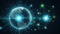 Digital Globe Network Connecting Global Data Streams with Futuristic Technology and Glowing Lights Royalty Free Stock Photo