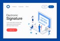 Digital signature and e-Business isometric concept. Royalty Free Stock Photo