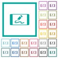 Digital signature flat color icons with quadrant frames