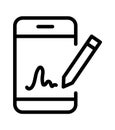 Digital signature with stylus pen and mobile phone flat vector icon for apps and websites Royalty Free Stock Photo