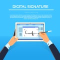 Digital Signature Tablet Computer Businessman