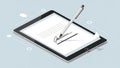Digital Signature on Tablet with Stylus Pen for Electronic Document Approval Royalty Free Stock Photo