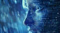 Digital Silhouette of a Person Among Binary Code