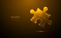 Digital single golden puzzle. Technology light jigsaw piece Royalty Free Stock Photo