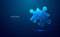 Digital single puzzle. Technology light jigsaw piece .Blue background Royalty Free Stock Photo