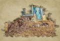 digital sketch of Crawler bulldozer - excavator work on construction site or sand pit Royalty Free Stock Photo