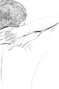 Digital sketching of shirtless man