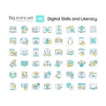 Digital skills and literacy RGB color icons set