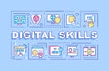 Digital skills word concepts blue banner