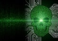 Digital skull formed by binary code and circuit board patterns with computer security abstract Royalty Free Stock Photo