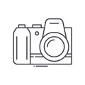 Digital slr camera icon, linear isolated illustration, thin line vector, web design sign, outline concept symbol with Royalty Free Stock Photo