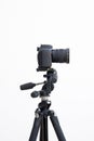 Digital slr camera on a tripod Royalty Free Stock Photo