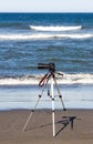 Digital SLR Camera On Tripod At The Ocean Royalty Free Stock Photo