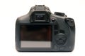 Digital SLR crop sensor body without logos. Back view camera with viewfinder, screen and buttons Royalty Free Stock Photo