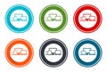 Digital smart devices icon flat vector illustration design round buttons collection 6 concept colorful frame simple circle set Royalty Free Stock Photo