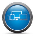 Digital smart devices icon premium blue round button vector illustration Royalty Free Stock Photo