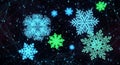 Digital Snowflakes Binary Code and Network Connections, Winter Tech Concept Royalty Free Stock Photo