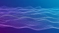 Digital sound wave or data visualization with glowing white dots forming undulating patterns on a blue gradient Royalty Free Stock Photo