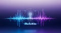 Digital sound wave pulsating with abstract data visualization and customer journey chart Royalty Free Stock Photo