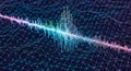 Digital Sound Waveform on Futuristic Network Grid - Audio Spectrum Visualization Royalty Free Stock Photo
