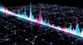 Digital Sound Waveform and Network Grid Futuristic Audio Data Visualization Royalty Free Stock Photo