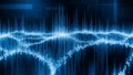Digital Sound Waveform Visualization With Blue Light Streaks And Grid Lines audio equalizer Royalty Free Stock Photo