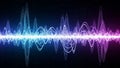 Digital Sound Waveform Visualization with Bright Cyan and Magenta Light on a Dark Background Royalty Free Stock Photo