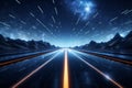 Digital space background enhances a 3D rendering of a highway road