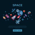 Digital space galaxy and universe icons