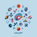 Digital space galaxy and universe icons